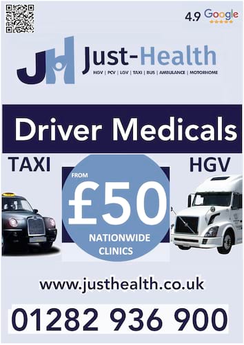 Just Health HGV PCV Taxi D4 Driver Medical Clinic in Burnley