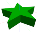 an angled view of an extruded star