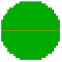 top down view of a pixleated circle