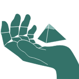 Pco logo: a pico-scale, compressed version of the Pyramid of Khafre in the palm of your hand