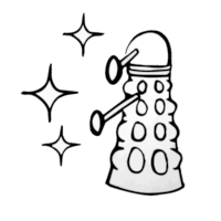dalek-cryptography logo: a dalek with edwards curves as sparkles coming out of its radar-schnozzley blaster thingies