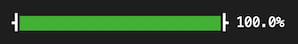 a complete, green progress bar under dark mode