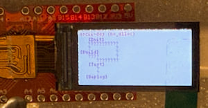 ascii-dag running on Longan Nano — 4-node pipeline rendered on 160×80 LCD, no heap allocator