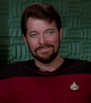 Original image (image of actor Jonathan Frakes portraying the fictional character "William Thomas Riker" from the franchise Star Trek: The Next Generation)