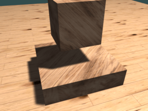 Wooden rotating cube ontop of podest