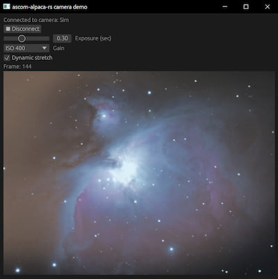 Screenshot of a live view from the simulator camera