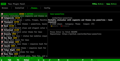 Tmux Plugin Panel screenshot