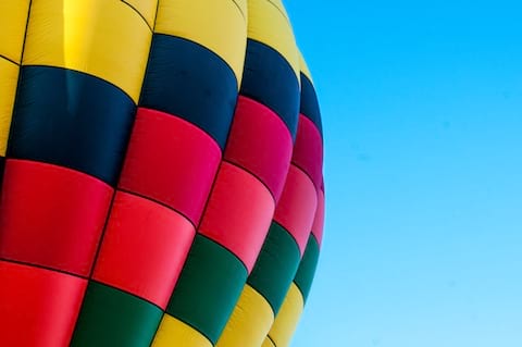 Hot air balloon on blue sky