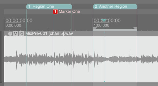 Track showing a marker and two regions