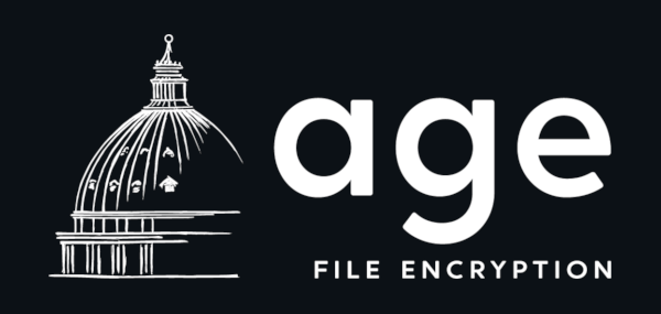 The age logo, an wireframe of St. Peters dome in Rome, with the text: age, file encryption