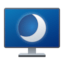 monoff logo of a computer screen displaying crescent moon