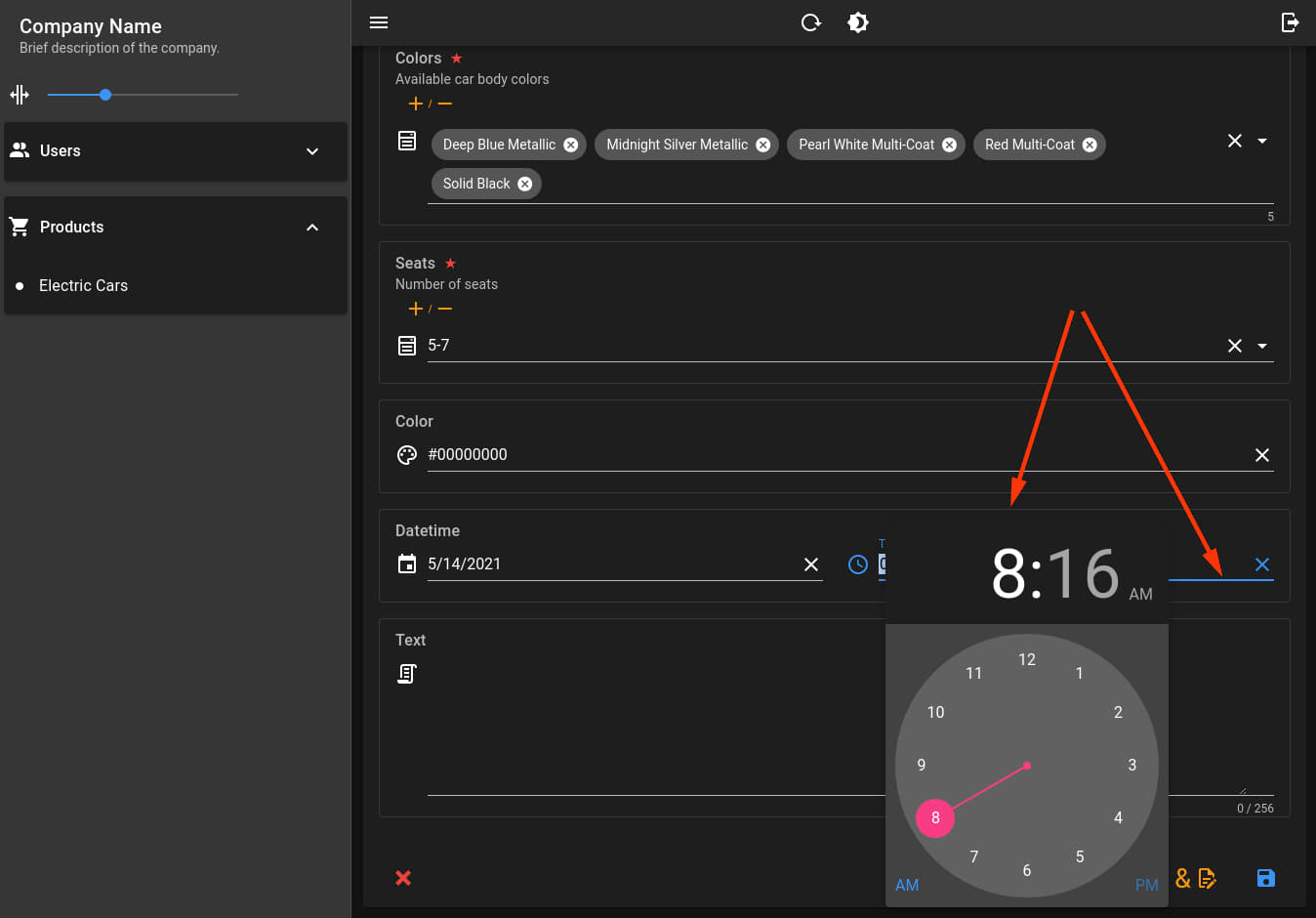 Date and time field