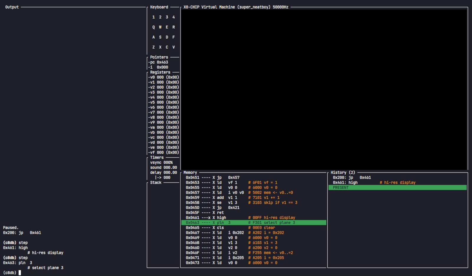 C8 Debugger Screenshot (Hi-Res Display)