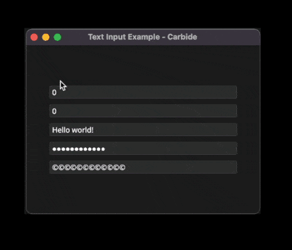Carbide text input example