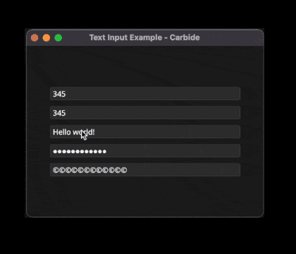 Carbide text input example 2