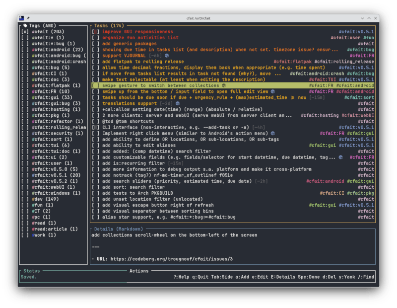 Cfait TUI Screenshot