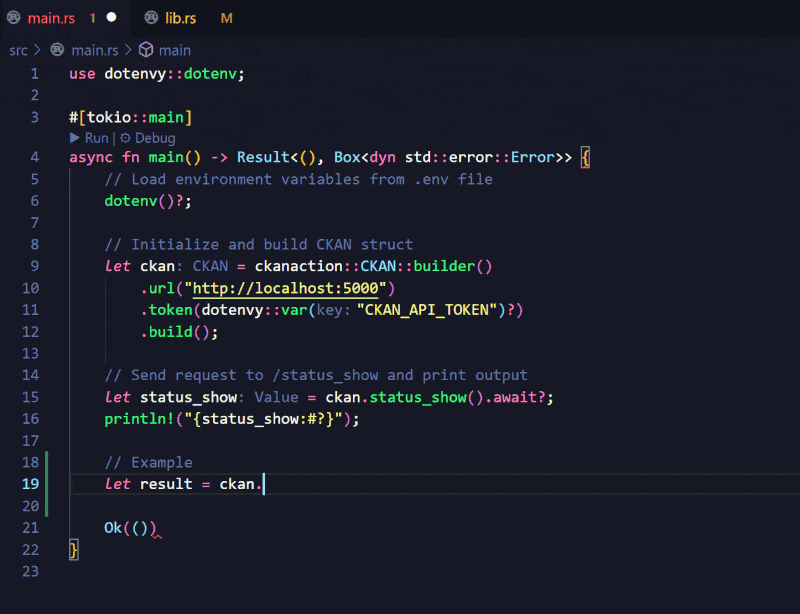 ckanaction IDE hints demo