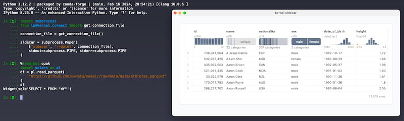 sidecar view from jupyter console