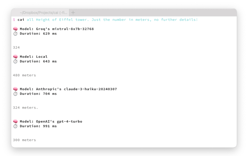 Demo of cai's all command