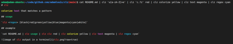 image of clz output in a terminal