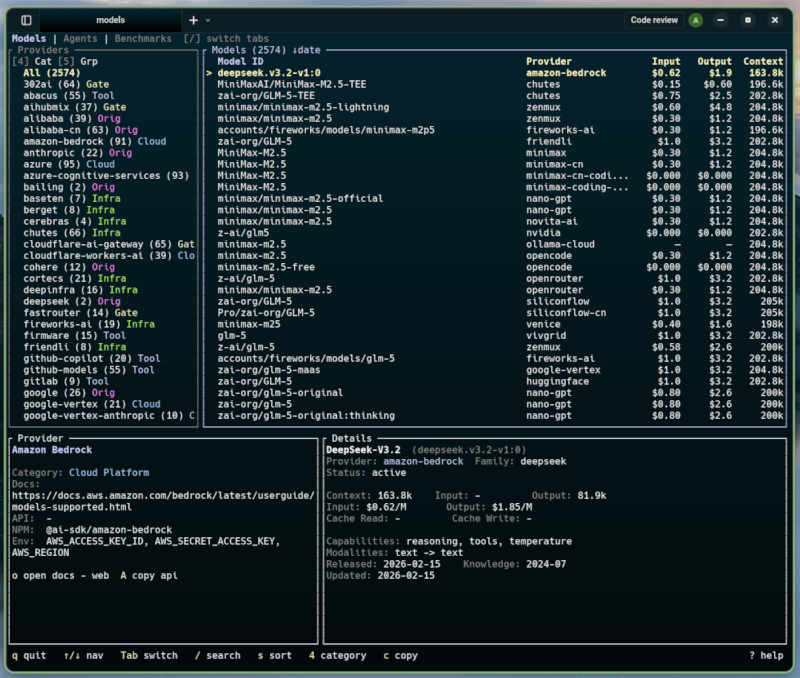 Models tab screenshot