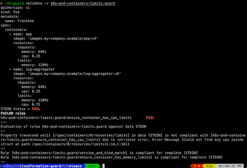 Execution of validate