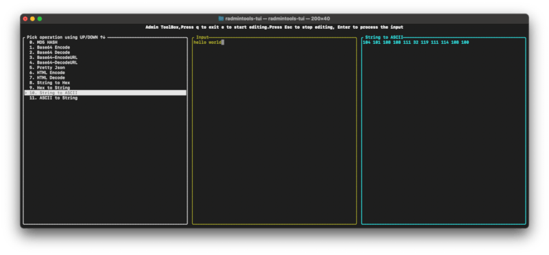 Demo String to HEX