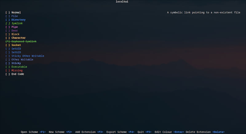 Example screenshot of lscoltui