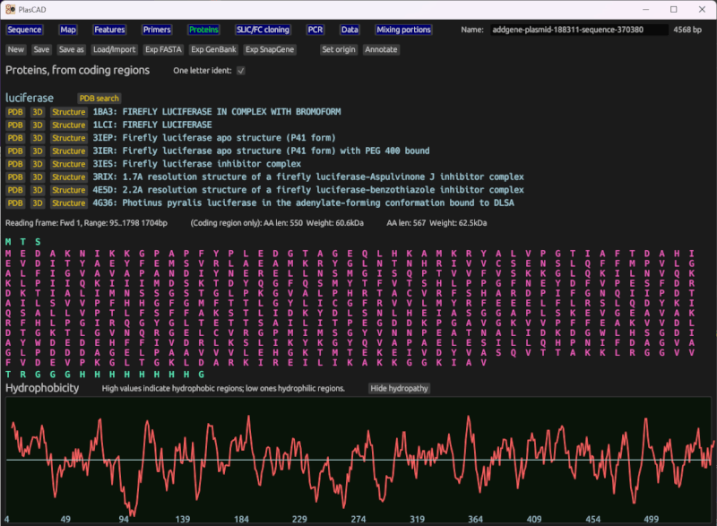 Protein view screenshot