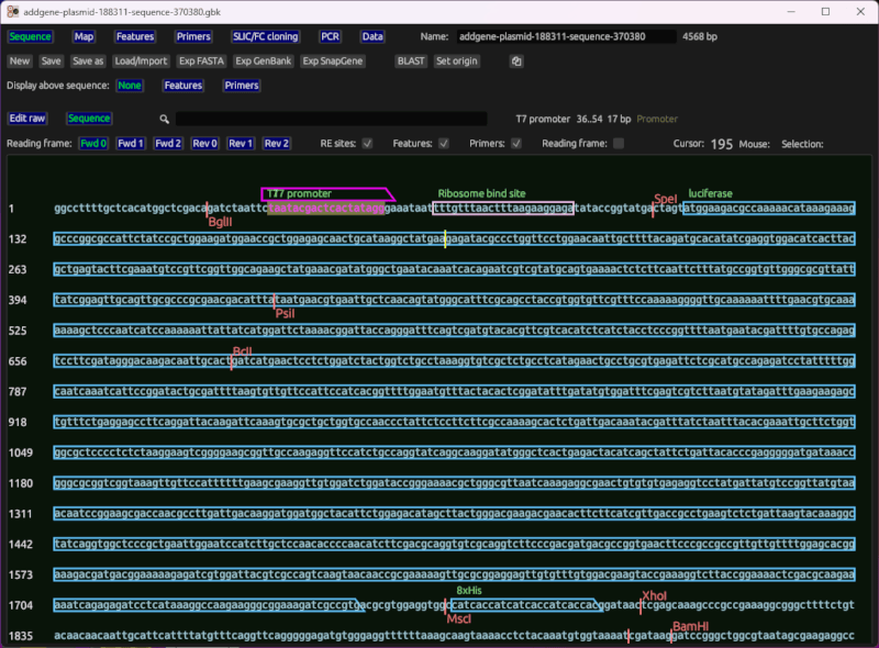 Sequence view screenshot