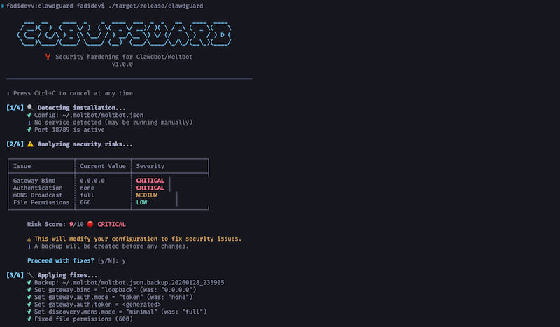 ClawdGuard fixing security issues