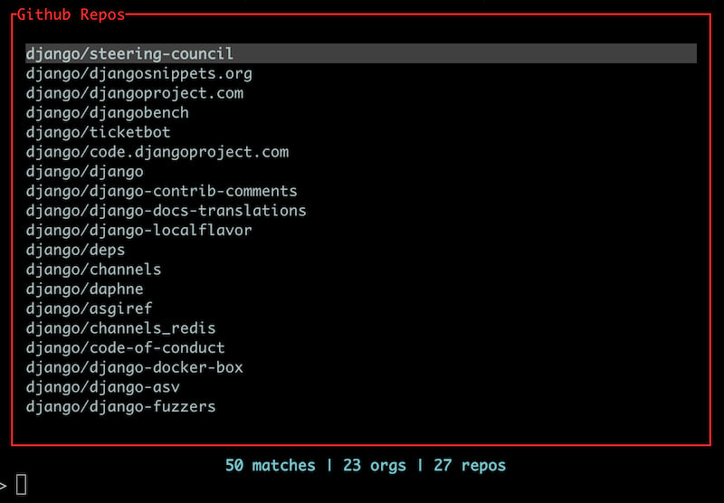 Screenshot of gg CLI TUI