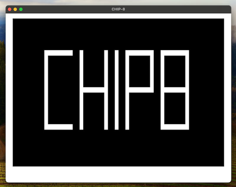 Screenshot of a CHIP-8 ROM being rendered using open-gl