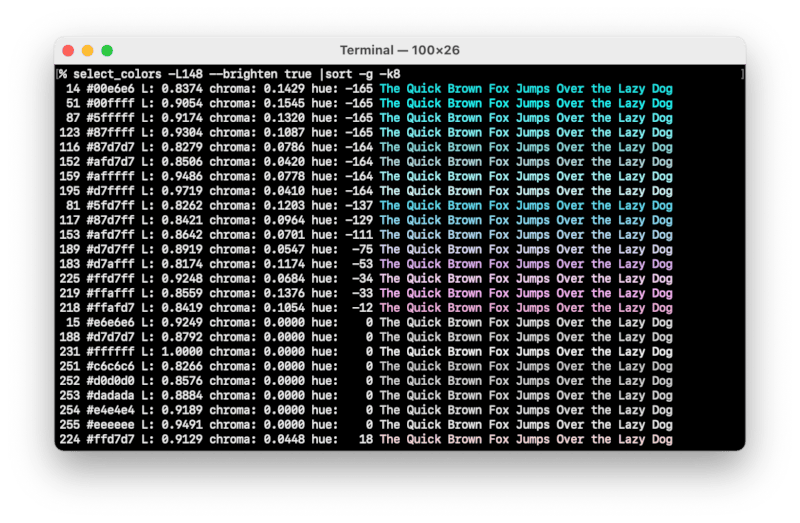 Colors similar or brighter than color 148
