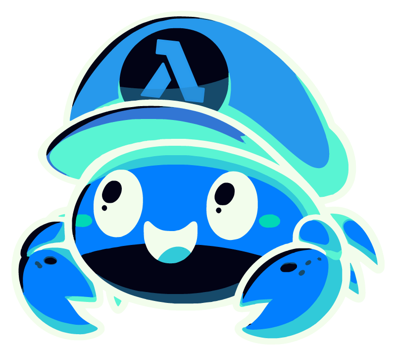 A lovely crab with a Lambda hat with inverted colours