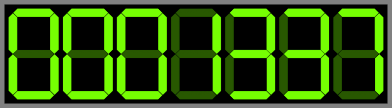 A rendered 7 segment display showing 0001337