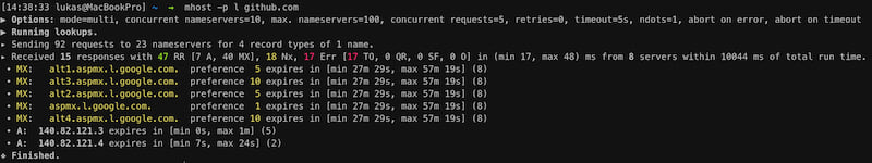 Default lookup with predefined servers for github.com.