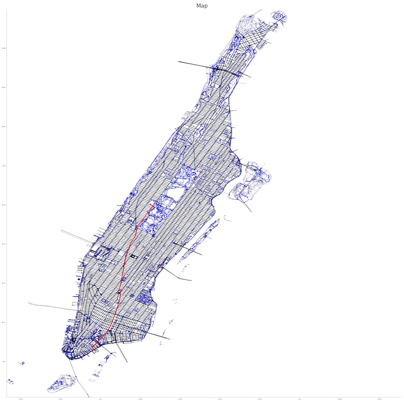 Example of A* path on Manhattan