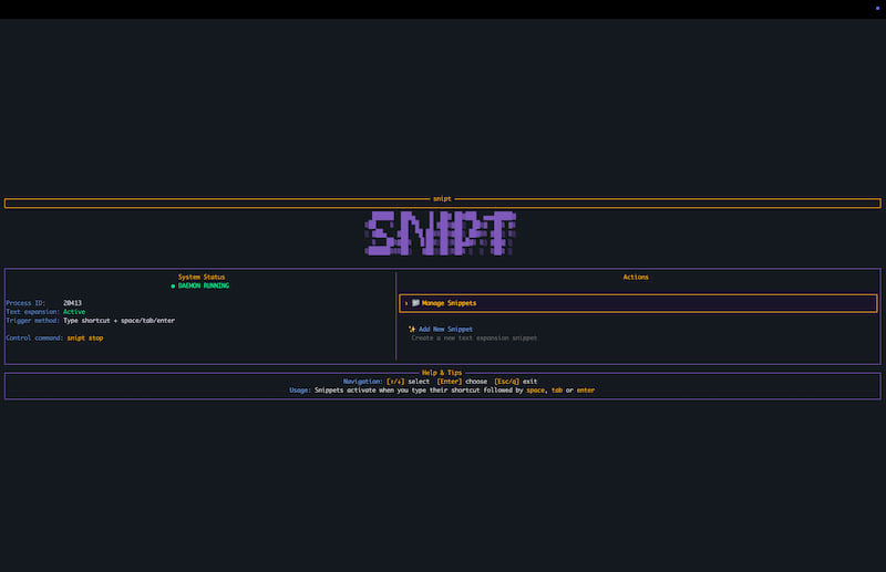 snipt TUI Screenshot