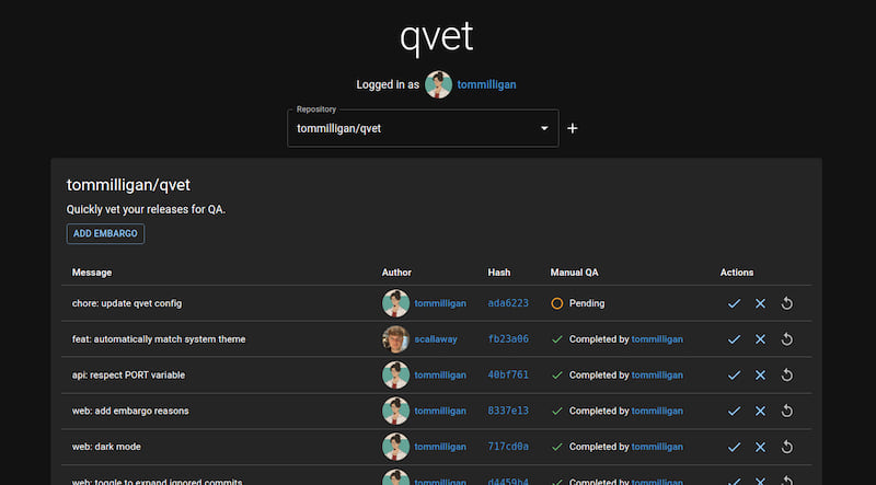 qvet homepage screenshot