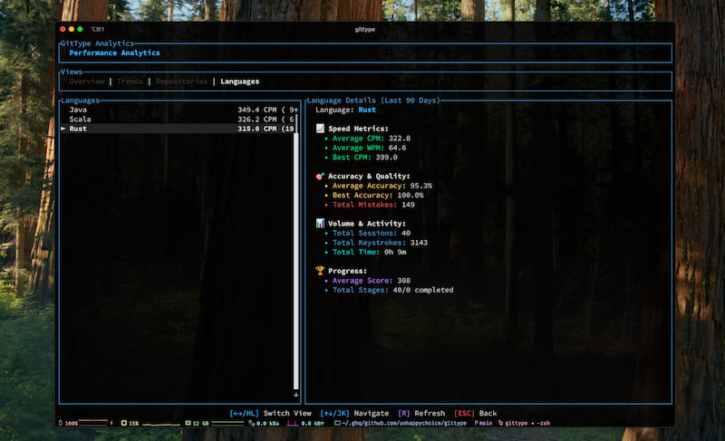 GitType Analytics Languages