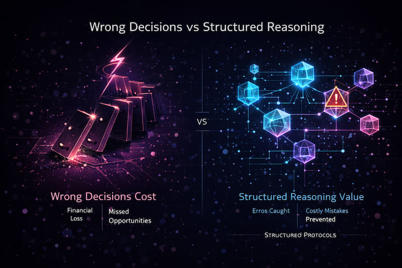 Wrong Decisions vs Structured Reasoning: Financial Loss & Missed Opportunities vs Errors Caught & Costly Mistakes Prevented