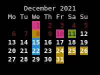 Screenshot of carl with ical events highlighted