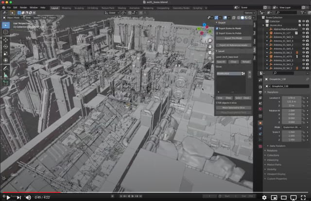 Video of slice-based level editing in Blender