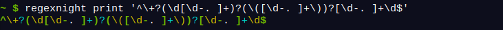 regexnight print running
