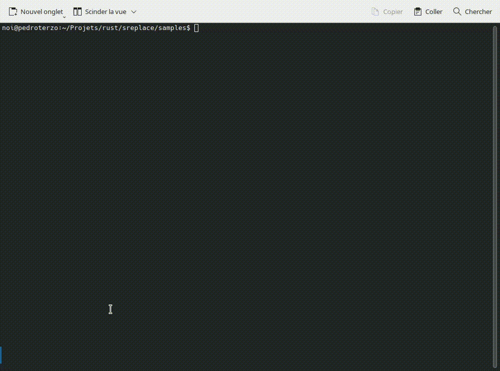 Replace in regular file