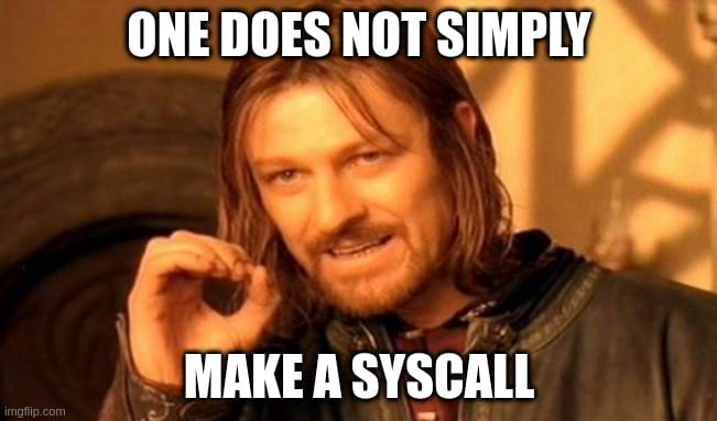 One does not simply make a syscall