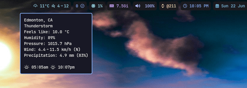 outside as a waybar module