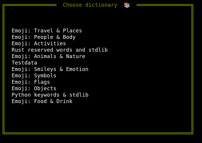 screenshot dictiony selection