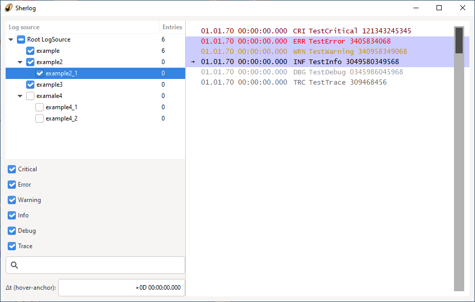 Sherlog GUI screenshot